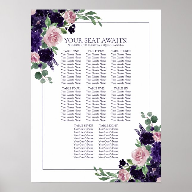 üppige Blüten | Lila und rosa Sitztabelle Poster (Vorne)