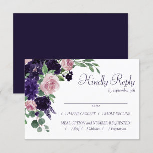 üppige Blüten Rosa und Lila Blumenbeete RSVP Karte