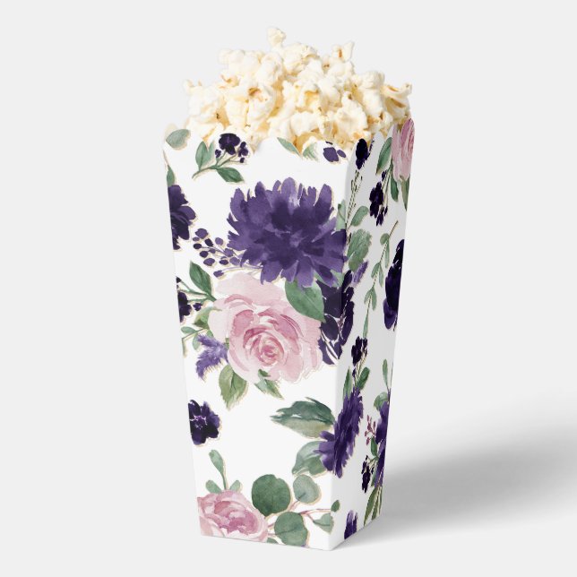 üppige Blüten | Royal Lila and Pink Rose Pattern Geschenkschachtel (Geplatzt)