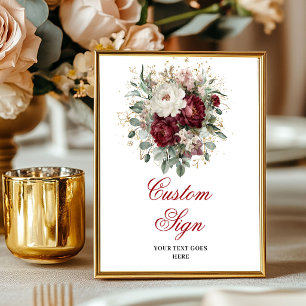 Üppige Burgunder Blumen Bohemian Gold Individuelle Poster
