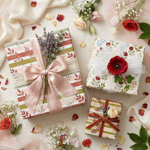 Üppige Frische Farbige Botanische Wasserfarbe TMF2 Geschenkpapier Set