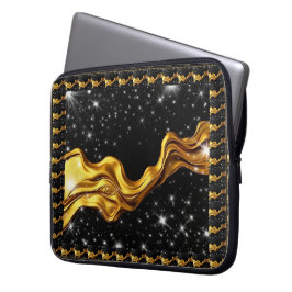 Üppige Galaxie Flüssiges Gold Schwarz Monochrom Ac Laptopschutzhülle