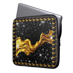 Üppige Galaxie Flüssiges Gold Schwarz Monochrom Ac Laptopschutzhülle