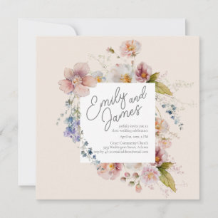 Üppige Garten-Wildblumen-Hochzeit Einladung