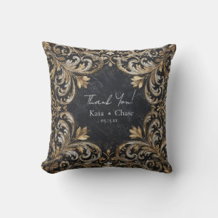 Üppige Gold Silber Barock Schwarze Luxus Hochzeit Kissen