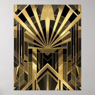 Üppige Gold- und Schwarze Sonnenstrahlen-Architekt Poster