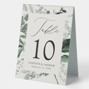 Üppige Grün-Creme-Hochzeitstischnummer Tischaufsteller