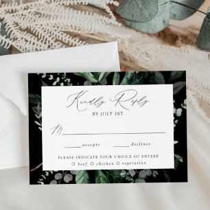 Üppige Grün Hochzeit Menüwahl RSVP Karte