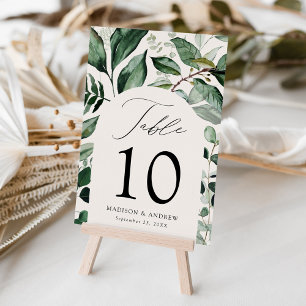 Üppige Grünbogen-Creme Personalisierte Hochzeit Tischnummer
