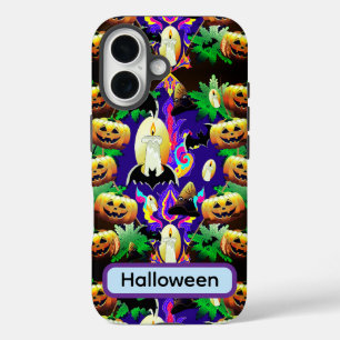 Üppige Halloween-Grüsel-Kürbisse und Muster iPhone 16 Hülle