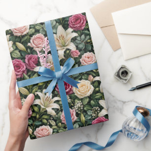 Üppige Magnolie Florale Botanische Illustration Geschenkpapier