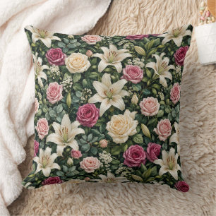 Üppige Magnolie Florale Botanische Illustration Kissen