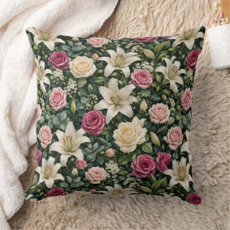 Üppige Magnolie Florale Botanische Illustration Kissen