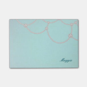 Üppige Perlen und Aqua Post-it Klebezettel