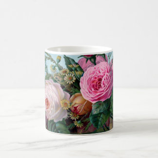 Üppige romantische rosa Rosen botanisch Kaffeetasse