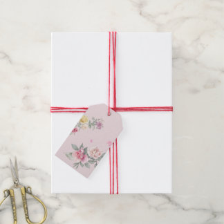 üppige rosa Aquarell-Rosen-Blumengeschenkanhänger Geschenkanhänger