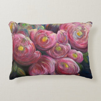 Üppige rosa Blumenmalerei Dekokissen