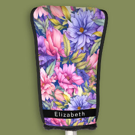 Üppige rosa und violette Blumen Personalisiert Golf Headcover