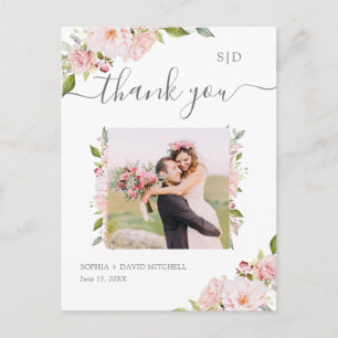 Üppige Rosen   Florale Hochzeit Danke Foto Postkarte
