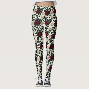 Üppige rote und burgunderrote Rosen mit dunkelgrün Leggings