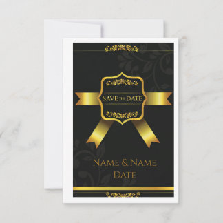 Üppige schwarze Damast-Hochzeit - Termin vormerken Save The Date