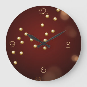 Üppige Signature Mahagoni-Braun-Gold-Wanduhr Große Wanduhr