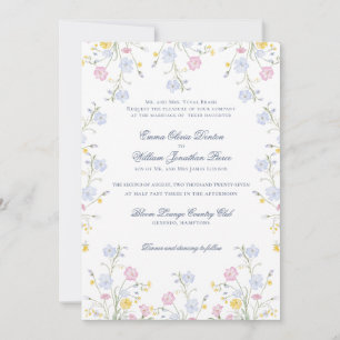 Üppige Wildblumenwiese Hochzeit Einladung
