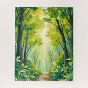 Üppiger grüner Wald   Natur Landschaft Aquarell