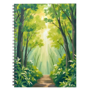 Üppiger grüner Wald Natur Landschaft Aquarell Notizblock