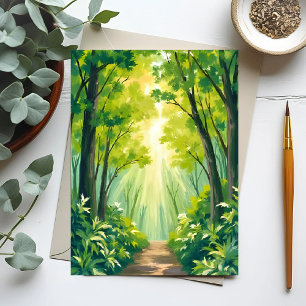Üppiger grüner Wald   Natur Landschaft Aquarell Postkarte