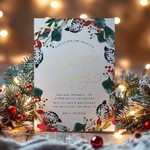 Üppiger Schnee-Weihnachtskranz Schrift Folieneinladung