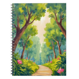 Üppiger Waldspaziergang | Grüne Natur Aquarell Notizblock