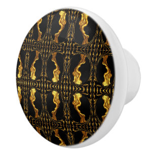 Üppiger Wirbel Flüssig Gold Schwarz Monochromes De Keramikknauf