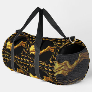 Üppiger Wirbel Flüssiges Gold Schwarzes Monochrom  Duffle Bag
