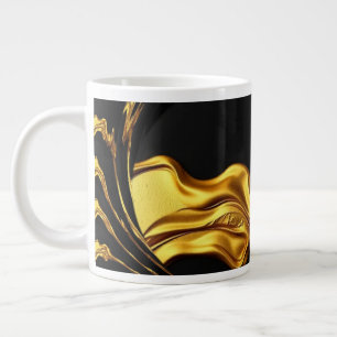 Üppiger Wirbel Flüssiges Gold Schwarzes Monochrom  Jumbo-Tasse