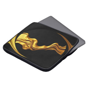 Üppiger Wirbel Flüssiges Gold Schwarzes Monochrom  Laptopschutzhülle