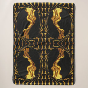 Üppiger Wirbel Flüssiges Gold Schwarzes Monochrom Sherpadecke