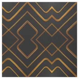 Üppiges Deco-Raster Voll Flüssig-Gold Schwarz Mono Stoff