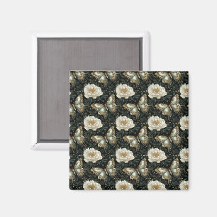 Üppiges florales & Schmetterlings-Nahtlosmuster Magnet