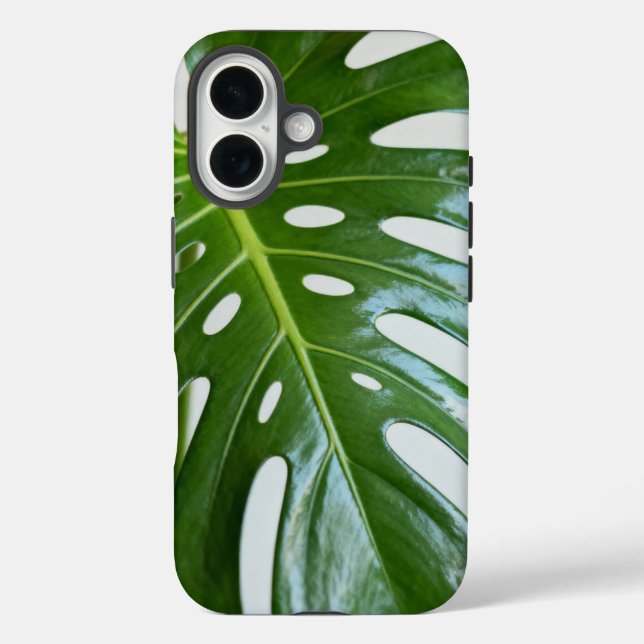 Üppiges grünes Monstera-Blatt iPhone 16 Hülle (Rückseite)