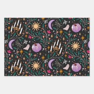 Üppiges Halloween Süß Whimsical Gruselig Weiblich Geschenkpapier Set