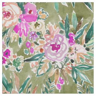 ÜPPIGES LEBEN tropisches BlumenAquarell Stoff