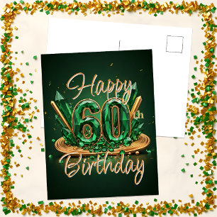 Üppiges Smaragdgrün und Gold 60. Geburtstag Postkarte