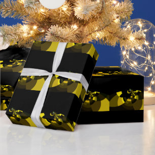 Üppiges Vektormuster Jet Black und Gold Kunstprint Geschenkpapier
