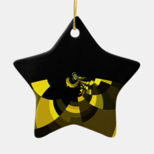Üppiges Vektormuster Jet Black und Gold Kunstprint Keramikornament