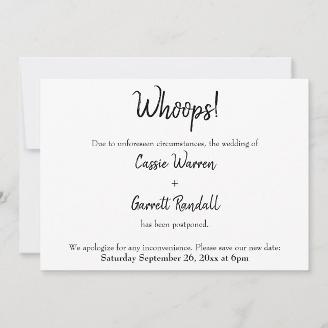 "Upps!" Verspätete Hochzeitsankündigung Einladung (Vorderseite)