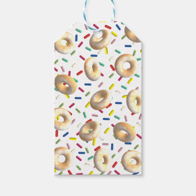 Uppte Donuts und Regenbogensprinklen Geschenkanhänger (Vorderseite)