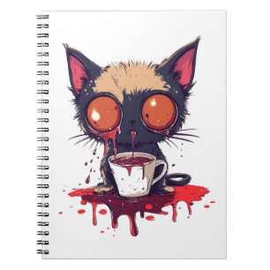 Ups Mieze � Traurige Kawaii-Katze Kaffeeliebhaberi Notizblock