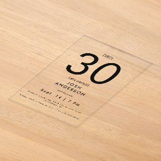 Upscale Dirty 30 Let's Party Birthday Acryleinladungen