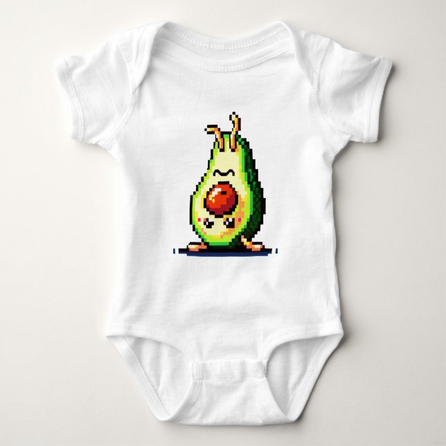 Upside-Down Avocado - Funny Pixel Art Food Design Baby Strampler (Vorderseite)